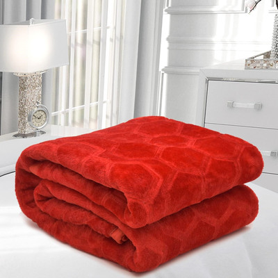 SoftTouchy Solid, Floral, Printed Single Weighted Blanket for  Heavy Winter(Microfiber, Red)
