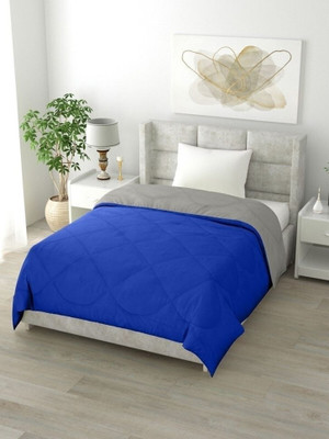 Yatti Galleryes Solid Single Comforter for  Heavy Winter(Microfiber, Blue & Grey)