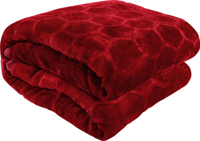 KIXTA Self Design Double Mink Blanket for  Heavy Winter(Microfiber, Maroon)