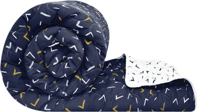 Divine Casa Printed Single Comforter for  Mild Winter(Microfiber, Slate and white)