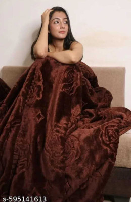 SPENTO Printed Double Mink Blanket for  Heavy Winter(Microfiber, Brown)