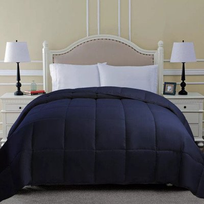 Jaipurlinen Solid Single Comforter for  Heavy Winter(Poly Cotton, Dark Blue)
