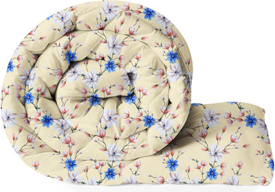 BSB HOME Abstract Single Comforter for  Heavy Winter(Microfiber, Beige & Blue)