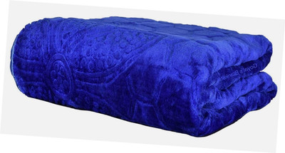 Changers Self Design Double Mink Blanket for  Heavy Winter(Microfiber, Blue)