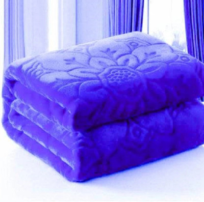Swikon star Self Design Double Mink Blanket for  Heavy Winter(Cotton, Blue)
