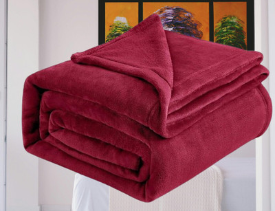 KIXTA Self Design Double AC Blanket for  AC Room(Microfiber, Wine)