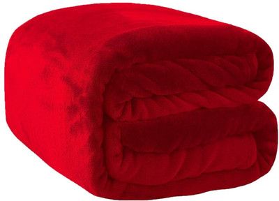 ARIVETS Solid Single Mink Blanket for  AC Room(Microfiber, Red)