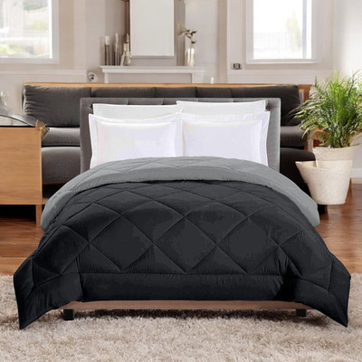 sentiments Solid Single Comforter for  Mild Winter(Microfiber, Black)