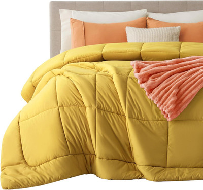 Blue Home Solid Double Comforter for  AC Room(Poly Cotton, Yellow)