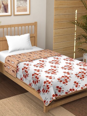 CHICERY Floral Double Dohar for  AC Room(Cotton, Leafs Beige)