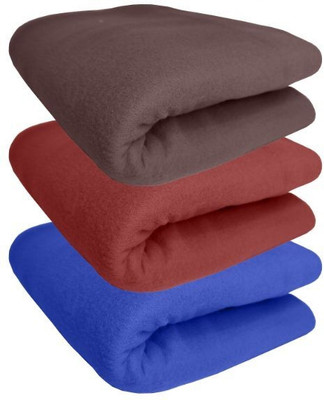 HOMIEE Solid Double Fleece Blanket for  AC Room(Polyester, Brown, Red, Blue)