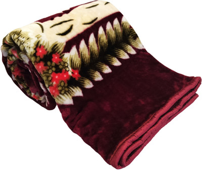 HOMIEE Floral Double Mink Blanket for  Heavy Winter(Polyester, Maroon)