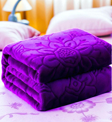 GKM Floral Double Mink Blanket for  Heavy Winter(Polyester, Purple)