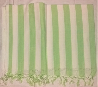 Aakriti Handloom Striped Double Top Sheet for  AC Room(Cotton, Green)