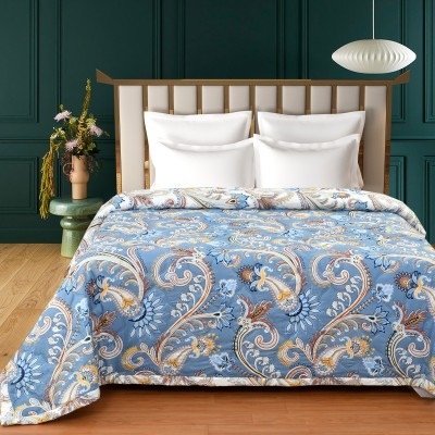 Florida Floral Double Comforter for  AC Room(Microfiber, Blue)