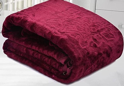 Retreat Solid Double AC Blanket for  Heavy Winter(Microfiber, Wine)