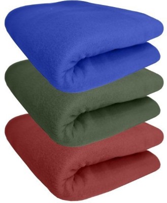 HOMIEE Solid Double Fleece Blanket for  AC Room(Polyester, Blue, Green, Red)