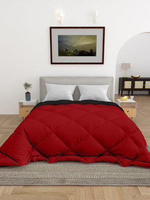 TUNDWAL'S Solid Single Comforter for  Heavy Winter(Microfiber, Red,Black)