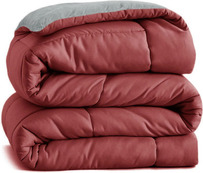 Flipkart SmartBuy Solid King Comforter for  AC Room(Microfiber, Maroon & Grey)