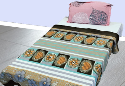 WARMZY Floral Single Fleece Blanket for  Heavy Winter(Polyester, Blue)