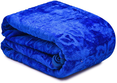 MFI Floral Double Mink Blanket for  Heavy Winter(Microfiber, Blue)
