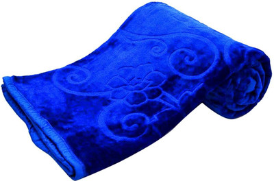 Changers Self Design Double Mink Blanket for  Heavy Winter(Microfiber, Blue)