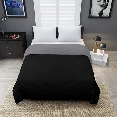 COZYEXPORTS Solid Single Comforter for  Heavy Winter(Microfiber, Black & Grey)