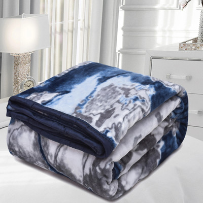 SPANGLE Printed Double AC Blanket for  AC Room(Microfiber, Grey Navy)