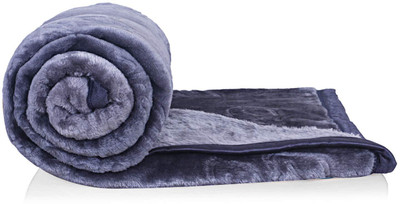 MFI Floral Single Mink Blanket for  Heavy Winter(Microfiber, Grey)