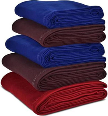MFI Striped Single Fleece Blanket for  Heavy Winter(Polyester, Blue)
