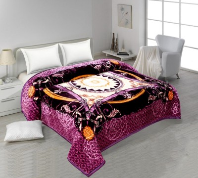 blj Floral King Mink Blanket for  Heavy Winter(Woollen Blend, Purple)