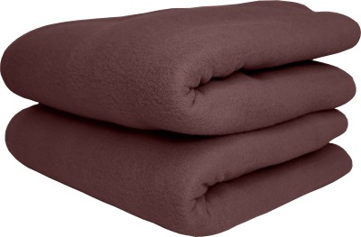 HOMIEE Solid Double Fleece Blanket for  AC Room(Polyester, 2 Brown)