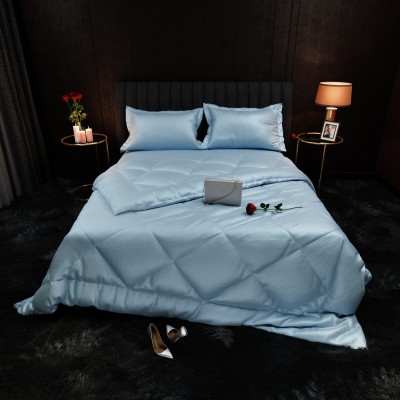 stoa paris Solid Double Comforter for  Heavy Winter(Polyester, Blue)
