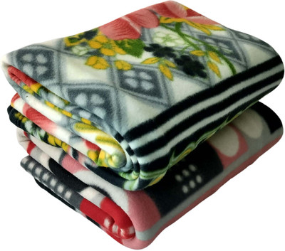 WARMZY Floral Single Fleece Blanket for  Mild Winter(Polyester, Multi3)