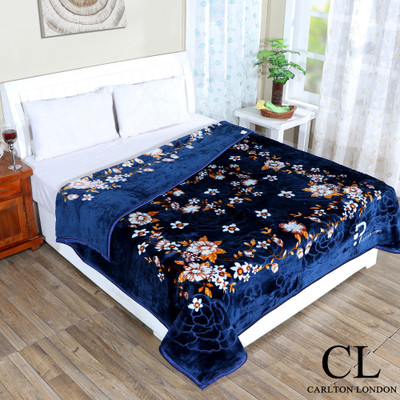 CARLTON LONDON Floral Double Mink Blanket for Heavy Winter(Fur, Blue) CARLTON LONDON Floral Double Mink Blanket for Heavy Winter(Fur, Blue)