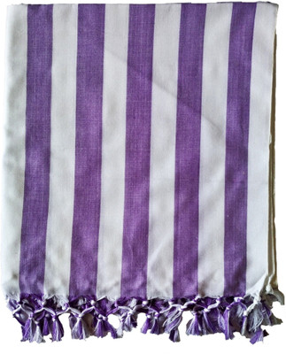 EthnicAlive Striped Single Top Sheet for  AC Room(Silk, White)