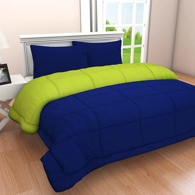 Comfowell Solid Single Comforter for  Heavy Winter(Microfiber, Blue, Green)