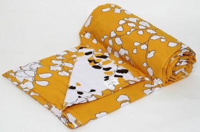 Trance Home Linen Printed Single Comforter for  Mild Winter(Cotton, Mustard White Reversible)