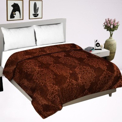 Anadhika Solid Single Mink Blanket for  Heavy Winter(Polyester, Brown)