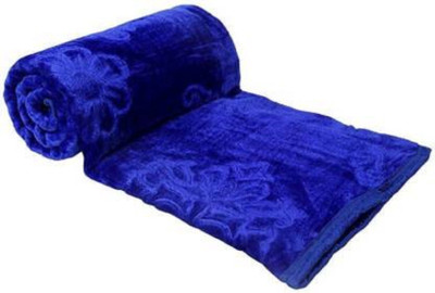 SPENTO Self Design Double Mink Blanket for  Mild Winter(Microfiber, Blue)