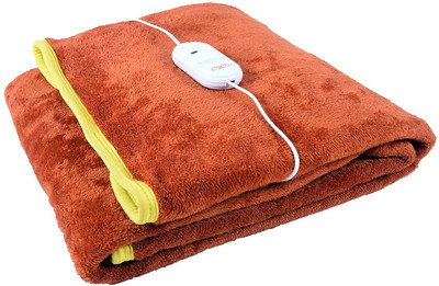 Comfort Ideas Solid Single Electric Blanket for  Heavy Winter(Microfiber, Orange)