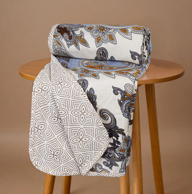 Flipkart SmartBuy Floral Double Dohar for  AC Room(Cotton, Grey & Mustard & Beige)