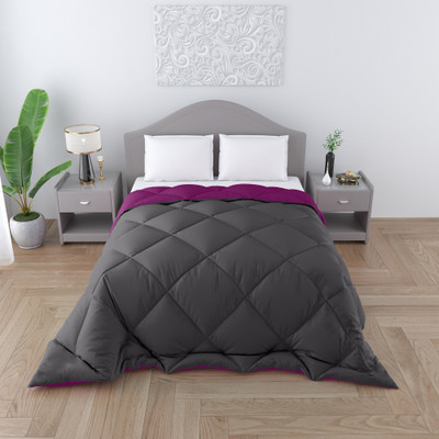 TUNDWAL'S Solid Single Comforter for  Heavy Winter(Microfiber, grey purple)