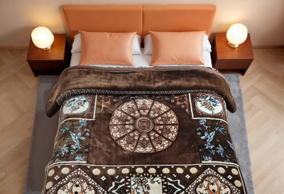 WARZMY Floral Double Electric Blanket for  Heavy Winter(Polyester, Brown Sh-02)