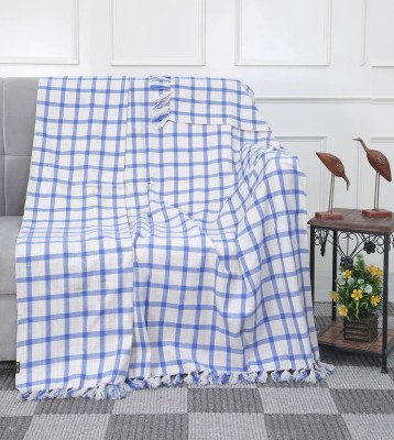 NEILGUY Self Design Single Throw for  AC Room(Cotton, Blue)