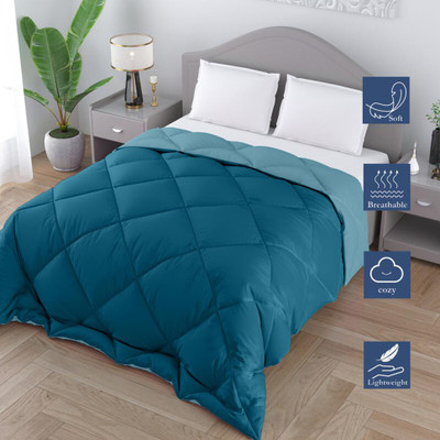 CHICERY Solid Double Comforter for  Heavy Winter(Microfiber, Teal sky)