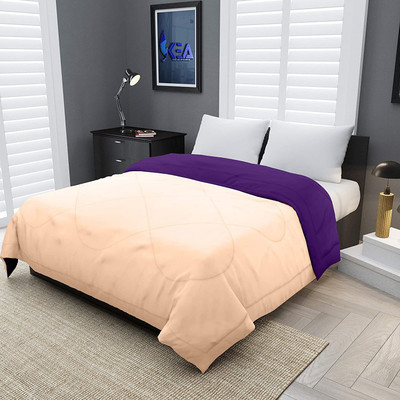 comofowell Solid Single Comforter for  Heavy Winter(Poly Cotton, Peach & purple)