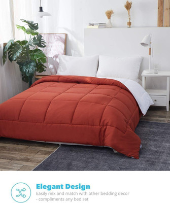 SIE STORE Solid Single Comforter for  AC Room(Cotton, Crimson Red, White)