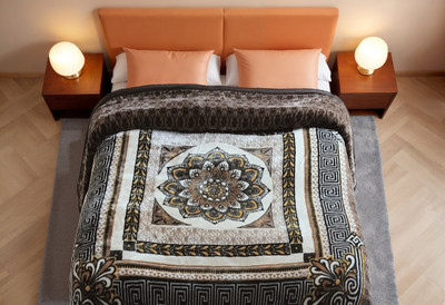 HOMIEE Floral Double Mink Blanket for  Heavy Winter(Polyester, Brown Sh-01)