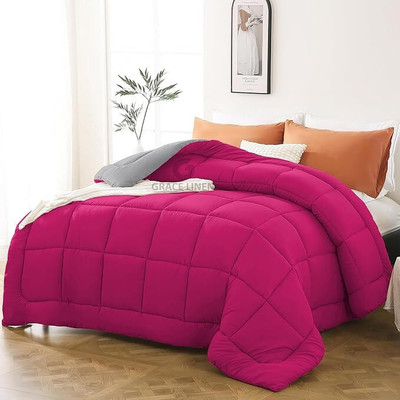 DPN Solid Double Comforter for  Heavy Winter(Poly Cotton, Pink&Gry)